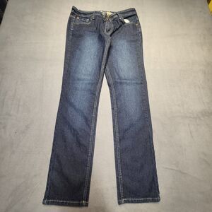 Crest Jeans Womens 6 Blue Straight Leg Distressed Stretch Denim Dark Wash